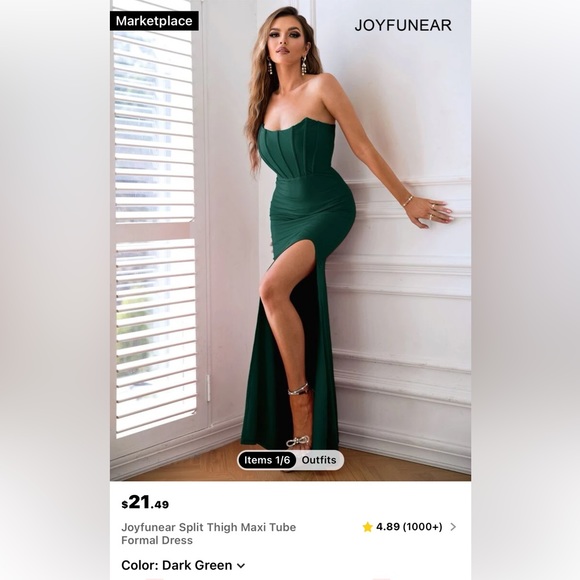 SHEIN Dresses & Skirts - Joyfunear Split Thigh Maxi Tube
Formal Dress
Color: Dark Green
